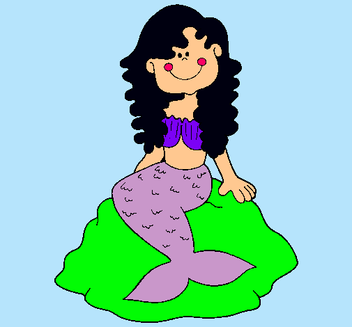 Dibujo Sirena sentada en una roca pintado por 45sos