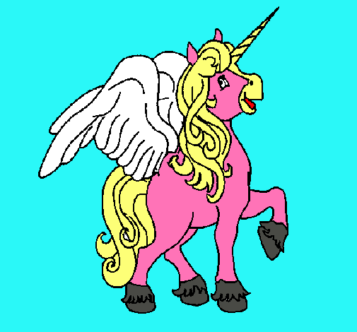 Dibujo Unicornio con alas pintado por moni_monk