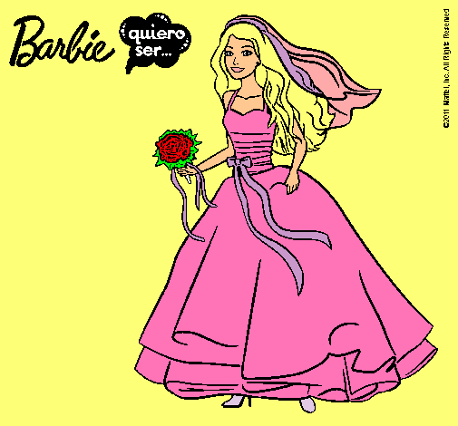 Dibujo Barbie vestida de novia pintado por andreaw