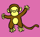 Dibujo Mono pintado por monos