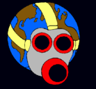 Dibujo Tierra con máscara de gas pintado por divis