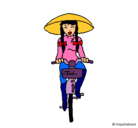 Dibujo China en bicicleta pintado por regis