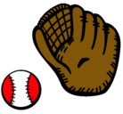 Dibujo Guante y bola de béisbol pintado por guante   