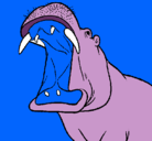 Dibujo Hipopótamo con la boca abierta pintado por russor