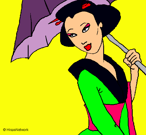 Dibujo Geisha con paraguas pintado por inmanata