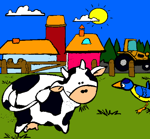 Vaca en la granja