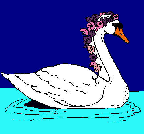 Cisne con flores