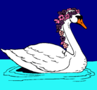 Dibujo Cisne con flores pintado por nombre