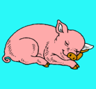 Dibujo Cerdo durmiendo pintado por faviola
