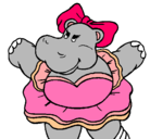 Dibujo Hipopótama con lazo pintado por hvhh