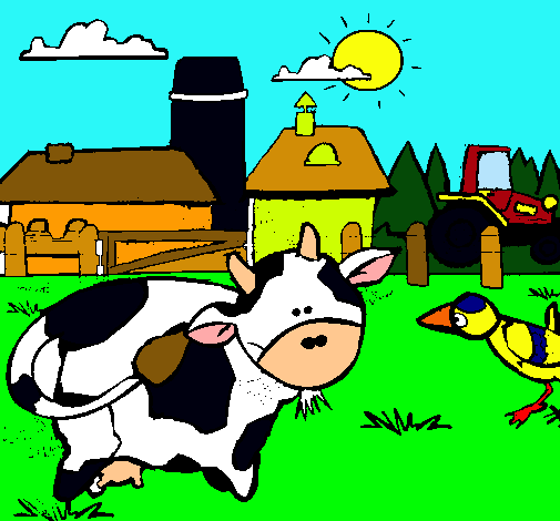 Vaca en la granja