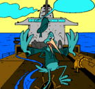 Dibujo Cigüeña en un barco pintado por bonchi