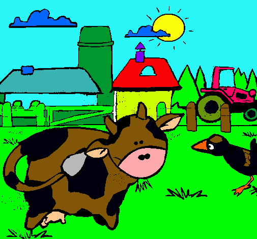 Vaca en la granja