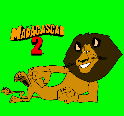 Dibujo Madagascar 2 Alex pintado por lullanita