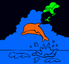 Dibujo Delfín y gaviota pintado por pmmmmmmmmmmm