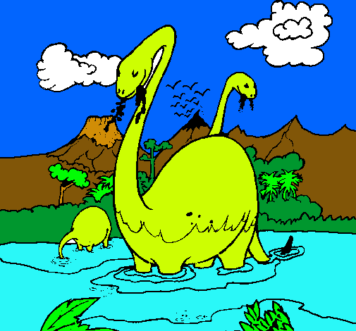 Apatosaurios en el agua