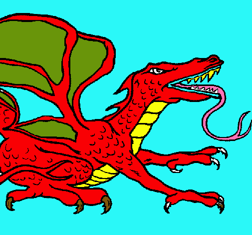 Dibujo Dragón réptil pintado por deniel