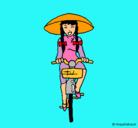 Dibujo China en bicicleta pintado por garcea