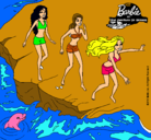 Dibujo Barbie y sus amigas en la playa pintado por hcthfihgif