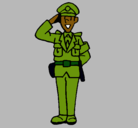 Dibujo Policía saludando pintado por josua