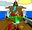 Dibujo Cigüeña en un barco pintado por benitez
