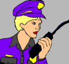 Dibujo Policía con el walkie pintado por moonchi