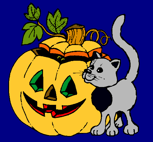 Calabaza y gato