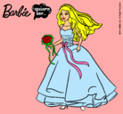Dibujo Barbie vestida de novia pintado por quince