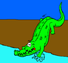 Dibujo Aligátor entrando al agua pintado por frank11