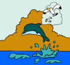 Dibujo Delfín y gaviota pintado por cielitos