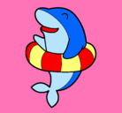 Dibujo Delfín con flotador pintado por arancha