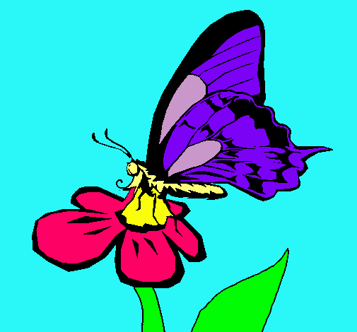 Dibujo Mariposa en una flor pintado por Liindiss
