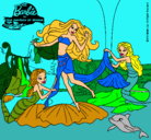 Dibujo Barbie con sirenas pintado por lurdes22