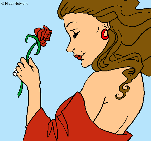 Dibujo Princesa con una rosa pintado por solci