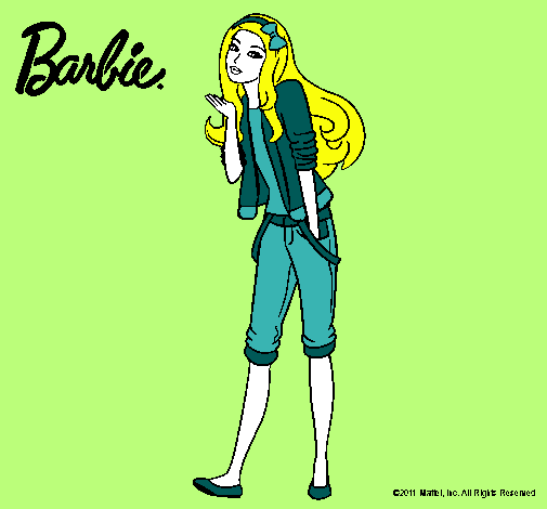 Dibujo Barbie con look casual pintado por 259los