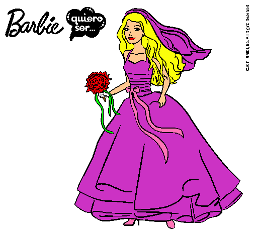Dibujo Barbie vestida de novia pintado por  Periitha