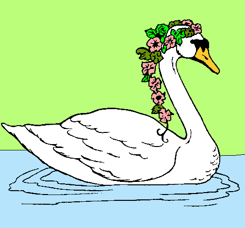 Cisne con flores