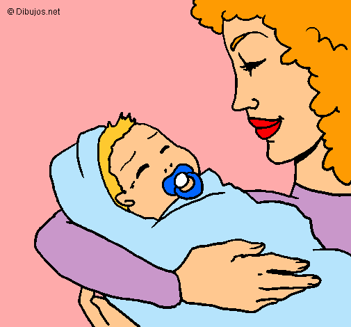 Dibujo Madre con su bebe II pintado por isabeldiazorteg