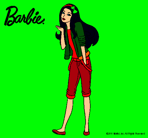 Dibujo Barbie con look casual pintado por Daniela08