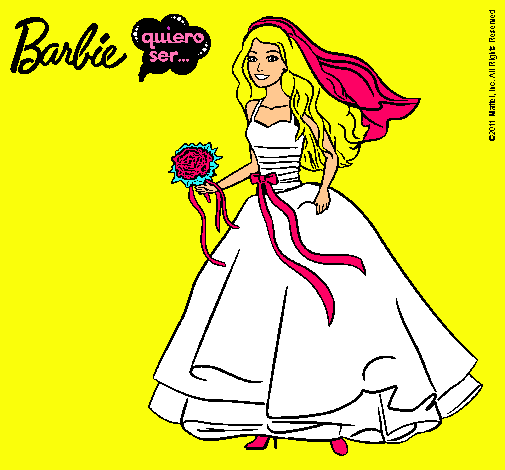 Dibujo Barbie vestida de novia pintado por lindahp