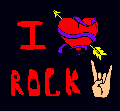 Dibujo I love rock pintado por divis