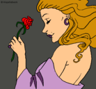 Dibujo Princesa con una rosa pintado por Dan12
