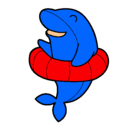 Dibujo Delfín con flotador pintado por 1234567891011