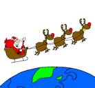 Dibujo Papa Noel repartiendo regalos 3 pintado por navida