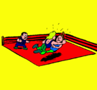 Dibujo Lucha en el ring pintado por pota