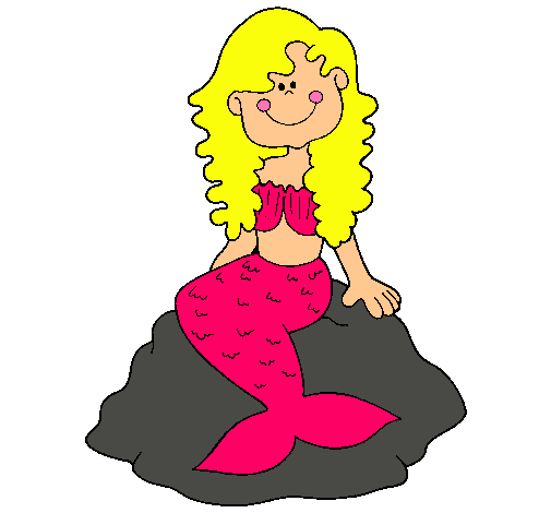 Dibujo Sirena sentada en una roca pintado por divis