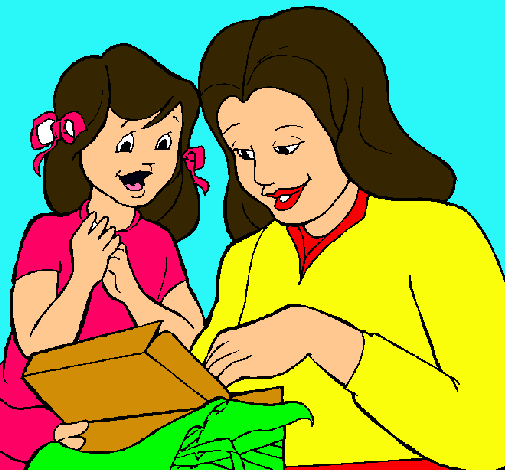 Dibujo Madre e hija pintado por divis