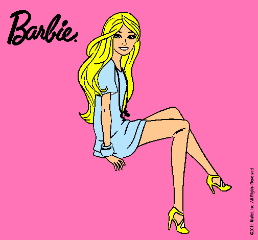 Dibujo Barbie sentada pintado por ana132543545