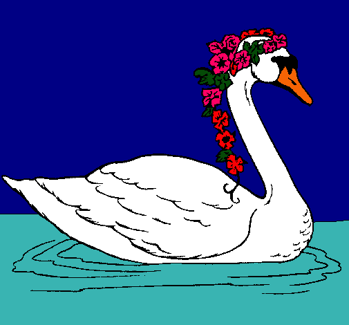 Cisne con flores