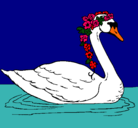 Dibujo Cisne con flores pintado por landy